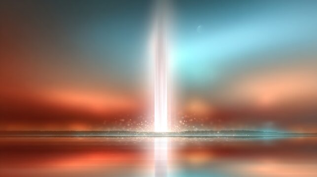 Futuristic Rocket Launching in Night Sky with Bright Light and Colorful Clouds