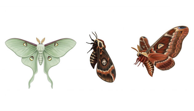 Three Detailed S of Different Moths