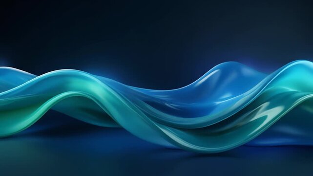 Premium liquid wave loop featuring blue and emerald colors. Ideal for ESG reports, corporate presentations, website backgrounds, and commercial digital content.