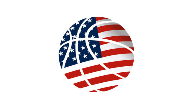 usa basketball flag, color vector illustration