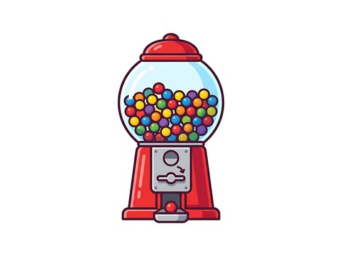 Red gumball machine full of colorful spheres
