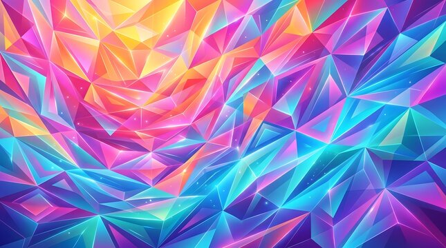 Vibrant Abstract Low Poly Geometric Background with Colorful Gradients and Faceted Crystalline Shapes for Digital Art Projects