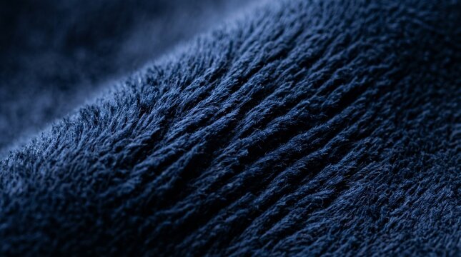 Macro Close-up of Dark Blue Textured Fabric Material