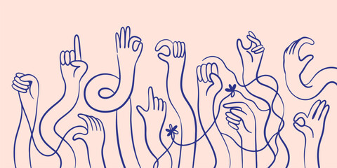 Human hand gestures pattern, expressive movement background, social interaction design, communication sign illustration, human body wallpaper, finger emotion texture, hand language graphic, expressive © Geetaroy