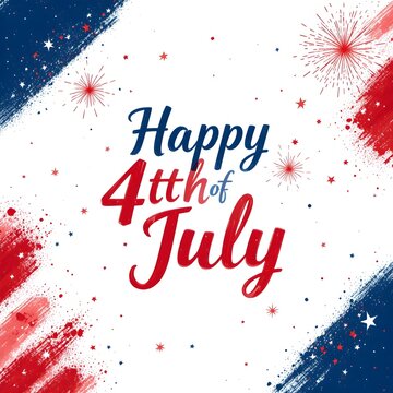 Fireworks explode on 4th July night with adobe stock illustration of patriotic celebration