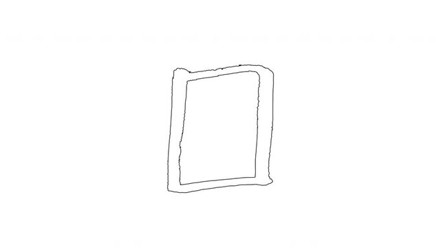 Hand-drawn Black Rectangle Frame on transparent Background