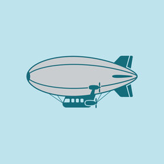 A vintage blimp airship floats against a light blue sky © shodimas