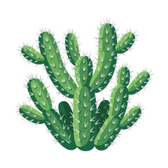 A vibrant cartoon cactus stands tall with spiky green arms © sland