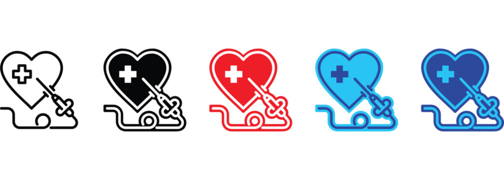 Interventional Cardiology banner web icon line outline color vector illustration