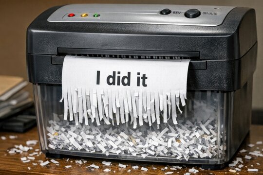 A paper shredder sits on a wooden table, ready for use