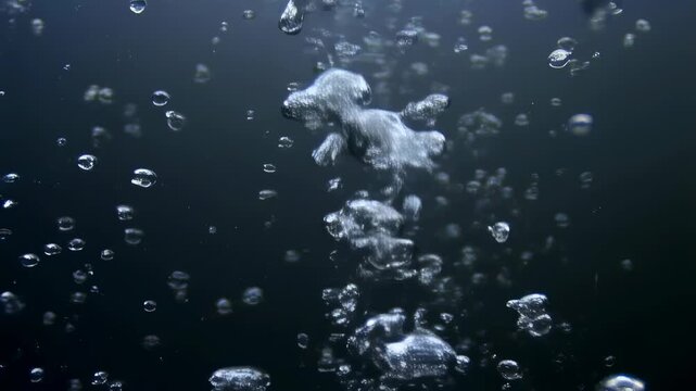 Bubbles rising in clear water, creating a mesmerizing underwater scene. Represents tranquility and the beauty of nature's elements