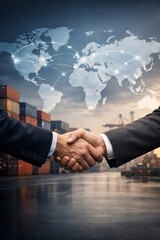 Obraz premium Global trade handshake illustration.