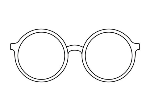 Round eyeglasses outline with thick rims and bridge