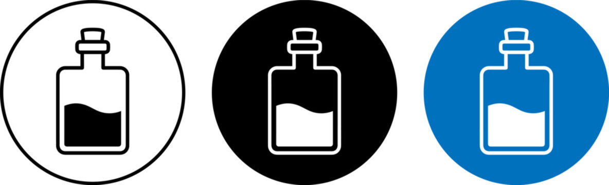 Set of potion bottle icons in different styles
