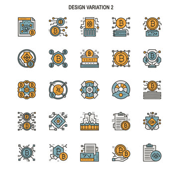 Cryptocurrency icons on white background.