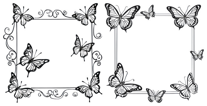 PNG Elegant butterfly frame designs, transparent background