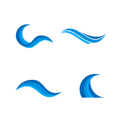 Fototapeta premium set of blue wave symbol logo, wavy icon vector template
