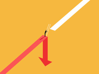 Business people use ladders to climb over downtrends. © Yoona
