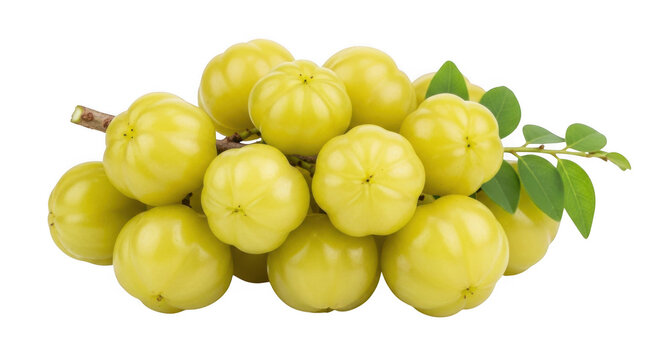 Ripe yellow guava fruits pile with green leaves isolated transparent background black background