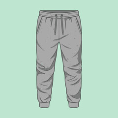 A pair of grey sweatpants with a drawstring waist © hazan