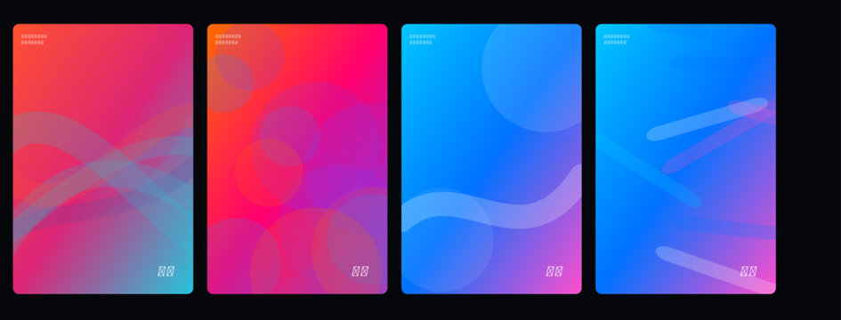 Colorful gradient backgrounds, abstract rectangles, vibrant pink blue purple, vector design elements