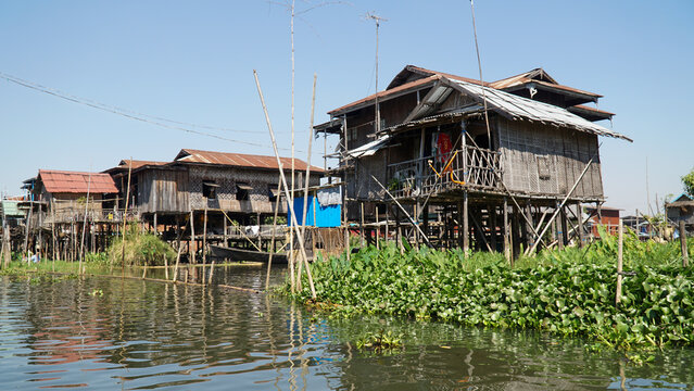 Nature and temple impressions on Inle Lake in Myanmar.