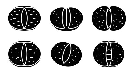 Obraz premium Abstract Black and White Illustration of a Stylized Watermelon Slice