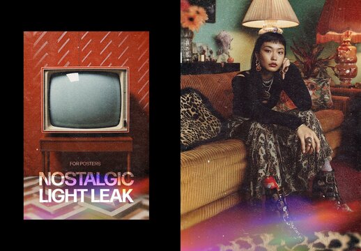 Nostalgic Light Leak Photo Effect For Poster And Social Media Design