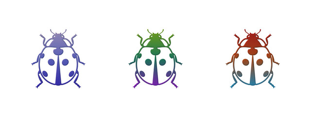 Three colorful ladybug icons in a row © MDBodrul