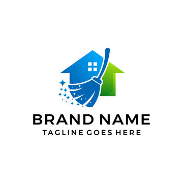 Home cleaning services logo, clean home icon vector template