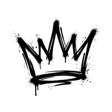 A spray-painted crown decorates a bold graffiti artwork