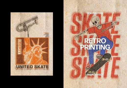 Vertical Retro Print Photo Effect For Poster And Print Design