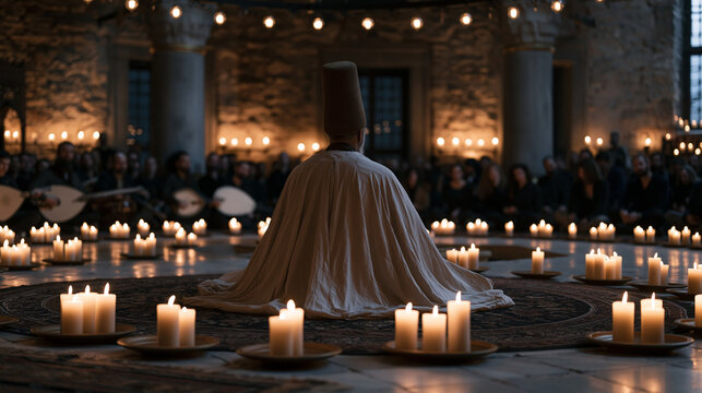 Candlelit ceremony inside a centuries old Sufi lodge in Istanbul where a cultural preservation nonprofit records a sama ritual for an endangered intangible heritage registry