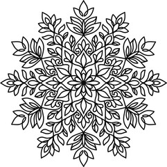 Fototapeta premium Intricate Black and White Floral Mandala Design Illustration.
