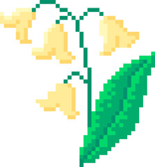 Fototapeta premium Flower Stem Drooping Bells Pixel Art