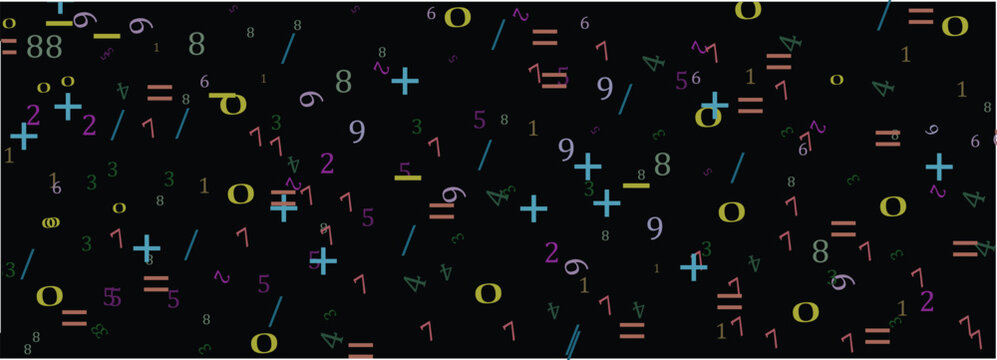 falling colorful messy numbers. math study concept with flying digits. posh back to school mathematics banner on white background. falling numbers vector illustrationeps.10..