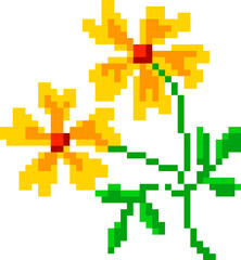 Fototapeta premium Flower Duo Blooming Pixel Art