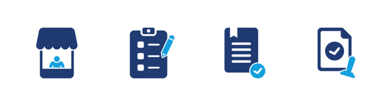 Vendor selection icon set. supplier, evaluation, approval, procurement, management. solid style icon collection.