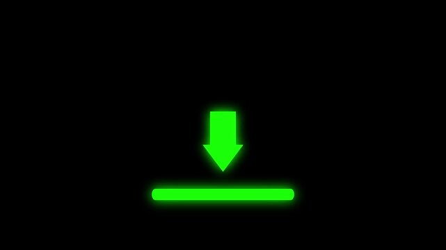 Downloading file icon animation.  green download arrow moving down animation. Abstract download motion graphics video clip.4k video animation