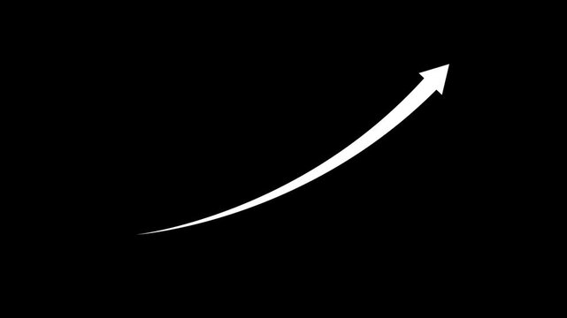 white color arrow rising transparent channel. Abstract arrow growth chart of economy icon .41k video concept