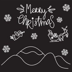 Naklejka premium vector hand drawn christmas card. christmas greeting. vector illustration of santa claus, snowman, deer, reindeer