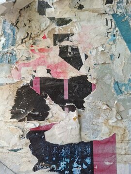 Torn and ripped street poster background, messy paper texture art