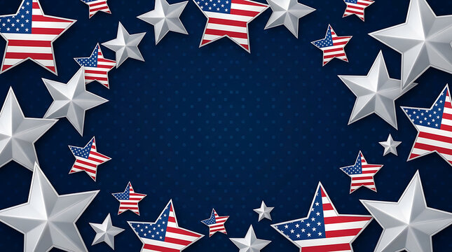American Flag Stars And Stripes Background With Patriotic USA National Symbol Elements For Celebration
