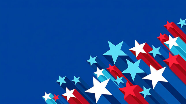 American patriotic stars background with red white and blue colors for celebration