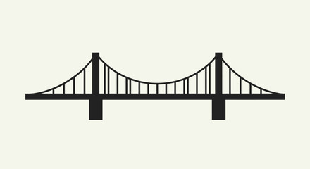 Fototapeta premium Black And White Suspension Bridge Illustration.