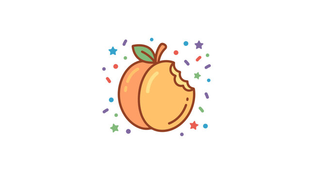 Bitten Peach with Colorful Confetti and Stars