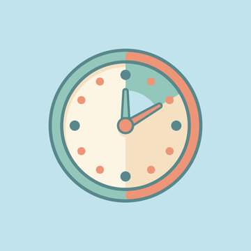 Pastel clock illustration shows time at almost three o'clock