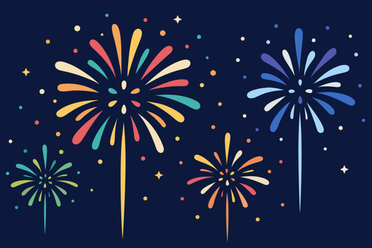  Simple and colorful fireworks vector illustration