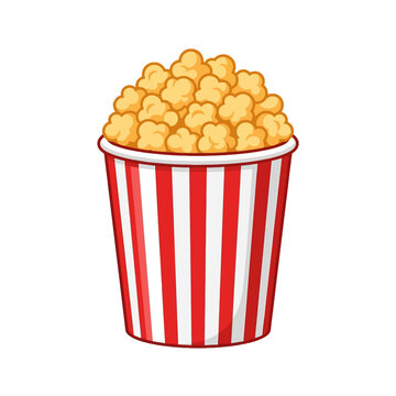This striped popcorn bucket brims with golden popcorn delights