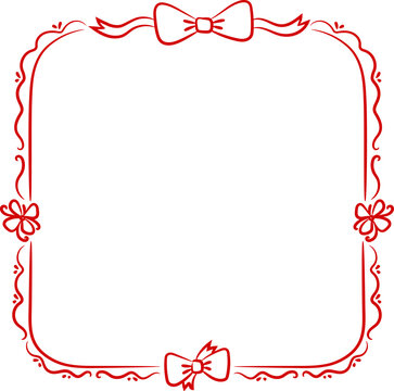 Frame With Bows Hand Drawn Border